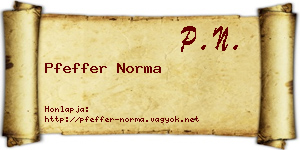 Pfeffer Norma névjegykártya